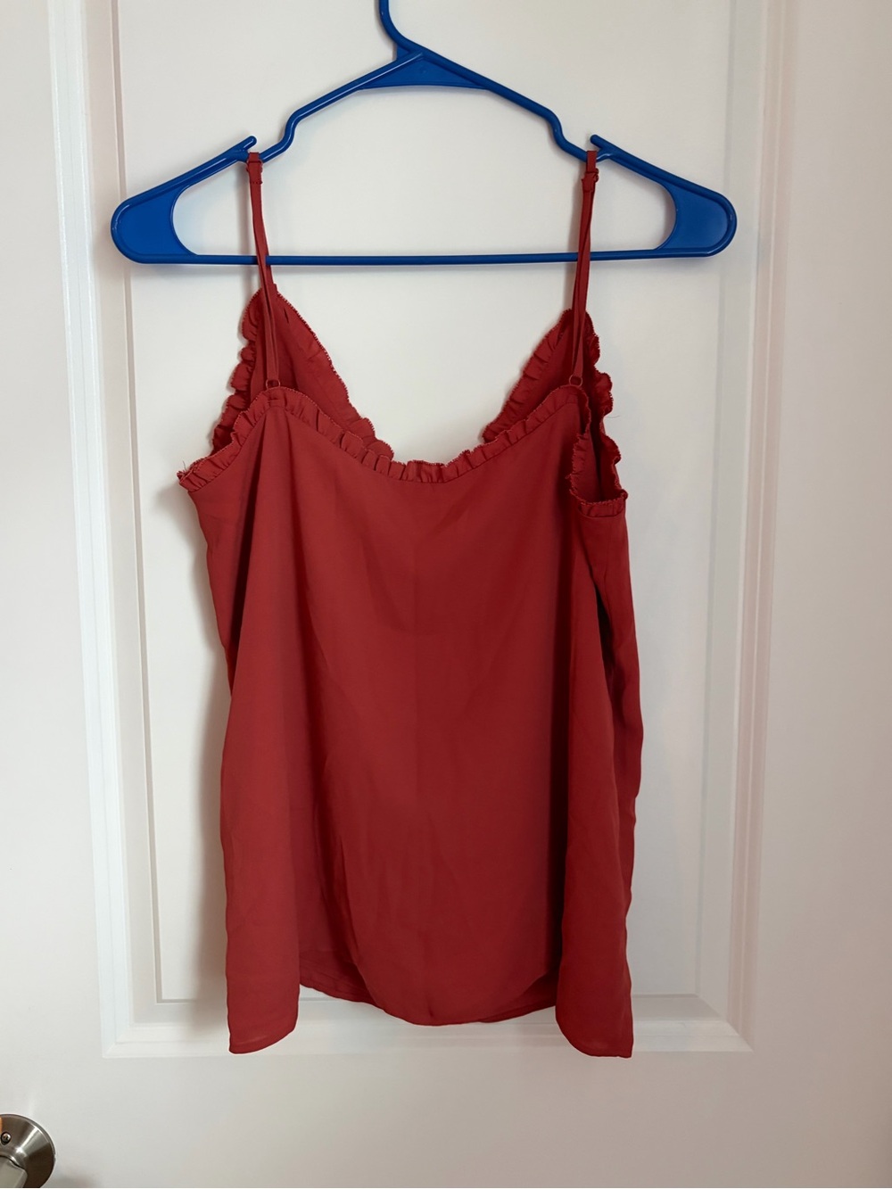 LOFT Red Ruffle-Trim Spaghetti Strap Cami - Picture 4 of 5